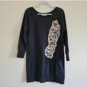 Scolar Poker Patch Embroidered Long Sleeve Cozy Unique‎ Sweatshirts M